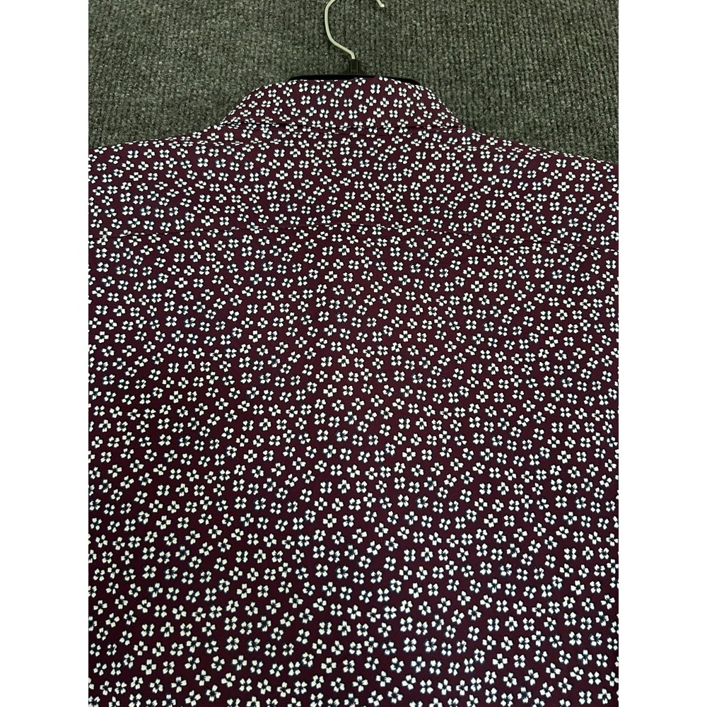 Bonobos Mens L Slim Fit Shirt LS Button Down Stretch Burgundy White Flowers - Picture 5 of 14